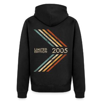 2005 Limited Edition Geburtstag Mann Frau Retro - Unisex Premium Bio Zip Hoodie - Schwarz - Hinten - Nico (187cm)