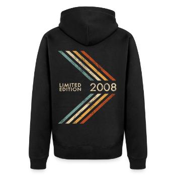 2008 Limited Edition Geburtstag Mädchen und Jungen - Unisex Premium Bio Zip Hoodie - Schwarz - Hinten - Nico (187cm)