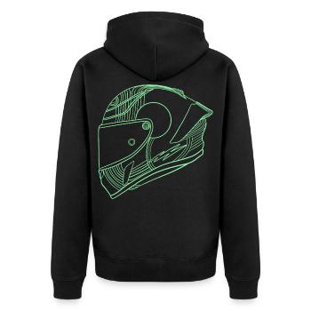 Helm - Unisex Premium Bio Zip Hoodie - Schwarz - Hinten - Nico (187cm)