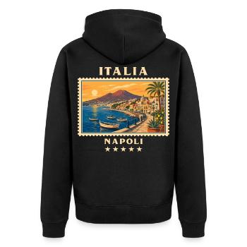 Italien Neapel Vintage Reisemarke - Unisex Premium Bio Zip Hoodie - Schwarz - Hinten - Nico (187cm)