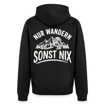 Nur Wandern Sonst Nix Berge Vintage - Unisex Premium Bio Zip Hoodie - Schwarz - Hinten - Nico (187cm)