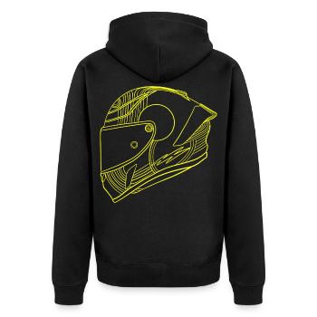 Helm - Unisex Premium Bio Zip Hoodie - Schwarz - Hinten - Nico (187cm)