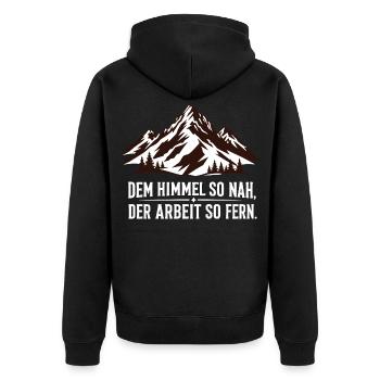 Dem Himmel so nah der Arbeit so fern - Unisex Premium Bio Zip Hoodie - Schwarz - Hinten - Nico (187cm)