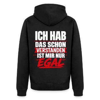 Ich hab das schon verstanden ist mir egal - Unisex Premium Bio Zip Hoodie - Schwarz - Hinten - Nico (187cm)