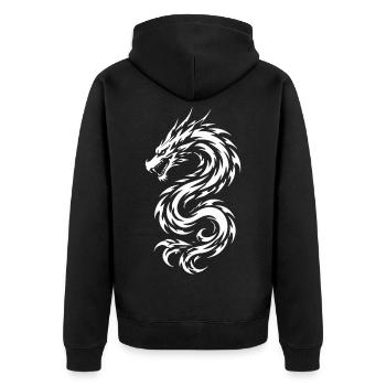 Drache Tribal Tattoo Style Style - Unisex Premium Bio Zip Hoodie - Schwarz - Hinten - Nico (187cm)
