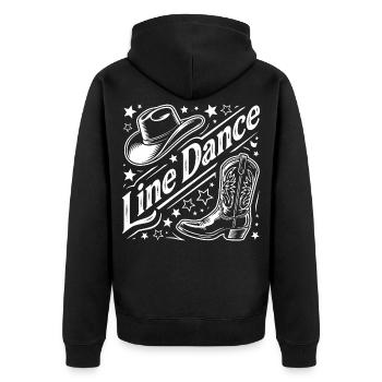 Line Dance Western Grafik - Unisex Premium Bio Zip Hoodie - Schwarz - Hinten - Nico (187cm)