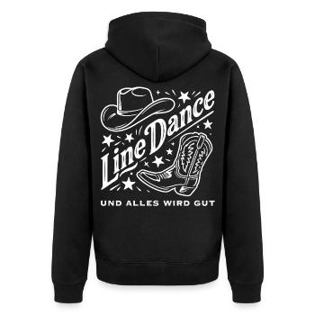 Line Dance Cowboy Flair - Unisex Premium Bio Zip Hoodie - Schwarz - Hinten - Nico (187cm)