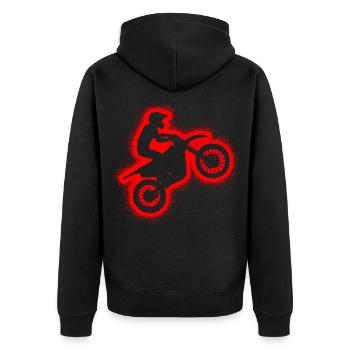 Dirt Bike Motorrad Jungen Herren Motocross Kinder - Unisex Premium Bio Zip Hoodie - Schwarz - Hinten - Nico (187cm)