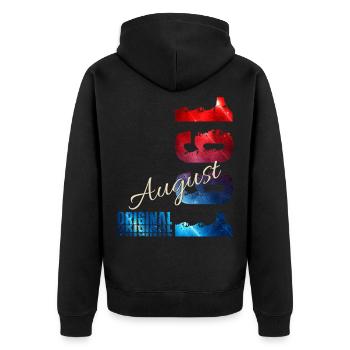 35. Geburtstag Geschenk Original August 1991 - Unisex Premium Bio Zip Hoodie - Schwarz - Hinten - Nico (187cm)