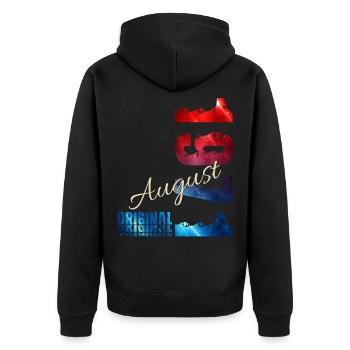 55. Geburtstag Geschenk Original August 1971 - Unisex Premium Bio Zip Hoodie - Schwarz - Hinten - Nico (187cm)