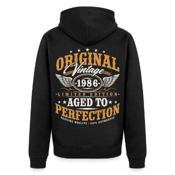 Original 1986 Jahrgang Vintage Geburtstag Geschenk - Unisex Premium Bio Zip Hoodie - Schwarz - Hinten - Nico (187cm)