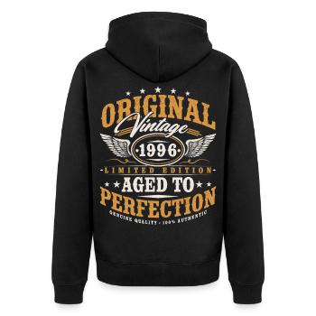 Original 1996 Jahrgang Vintage Geburtstag Geschenk - Unisex Premium Bio Zip Hoodie - Schwarz - Hinten - Nico (187cm)