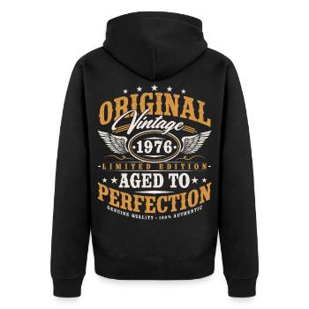 Original 1976 Jahrgang Vintage Geburtstag Geschenk - Unisex Premium Bio Zip Hoodie - Schwarz - Hinten - Nico (187cm)