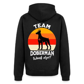 Team Dobermann - Unisex Premium Bio Zip Hoodie - Schwarz - Hinten - Nico (187cm)