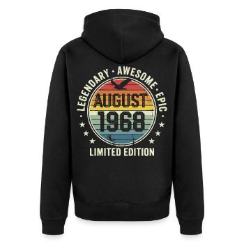 Legendäres Retro-Vintage-Jubiläum im August 1968 - Unisex Premium Bio Zip Hoodie - Schwarz - Hinten - Nico (187cm)