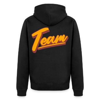 Team - Unisex Premium Bio Zip Hoodie - Schwarz - Hinten - Nico (187cm)