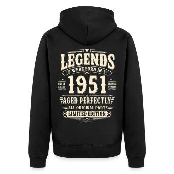75. Geburtstag Geschenk Mann 1951 Vintage Retro - Unisex Premium Bio Zip Hoodie - Schwarz - Hinten - Nico (187cm)
