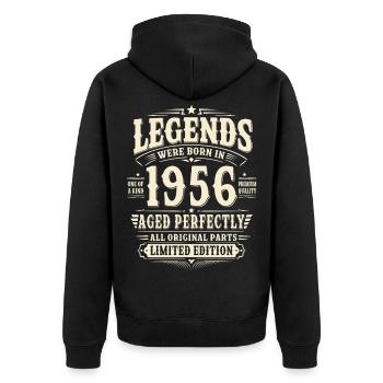 70. Geburtstag Geschenk Mann 1956 Vintage Retro - Unisex Premium Bio Zip Hoodie - Schwarz - Hinten - Nico (187cm)