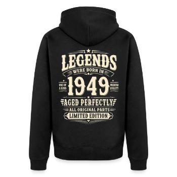 77. Geburtstag Geschenk Mann 1949 Vintage Retro - Unisex Premium Bio Zip Hoodie - Schwarz - Hinten - Nico (187cm)