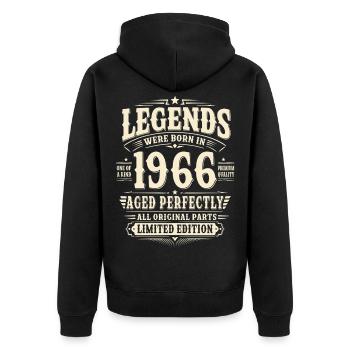 60. Geburtstag Geschenk Mann 1966 Vintage Retro - Unisex Premium Bio Zip Hoodie - Schwarz - Hinten - Nico (187cm)