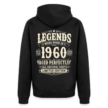 66. Geburtstag Geschenk Mann 1960 Vintage Retro - Unisex Premium Bio Zip Hoodie - Schwarz - Hinten - Nico (187cm)