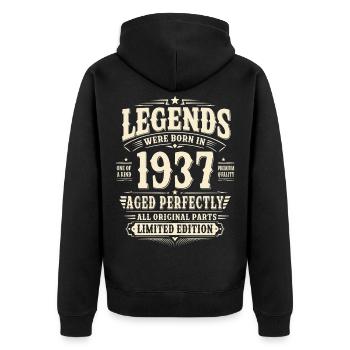 89. Geburtstag Geschenk Mann 1937 Vintage Retro - Unisex Premium Bio Zip Hoodie - Schwarz - Hinten - Nico (187cm)