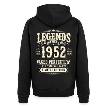 74. Geburtstag Geschenk Mann 1952 Vintage Retro - Unisex Premium Bio Zip Hoodie - Schwarz - Hinten - Nico (187cm)