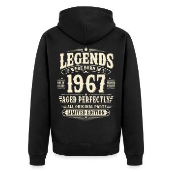 59. Geburtstag Geschenk Mann 1967 Vintage Retro - Unisex Premium Bio Zip Hoodie - Schwarz - Hinten - Nico (187cm)