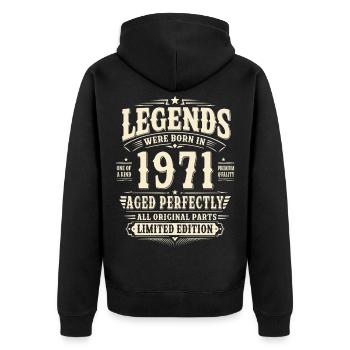 55. Geburtstag Geschenk Mann 1971 Vintage Retro - Unisex Premium Bio Zip Hoodie - Schwarz - Hinten - Nico (187cm)