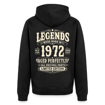 54. Geburtstag Geschenk Mann 1972 Vintage Retro - Unisex Premium Bio Zip Hoodie - Schwarz - Hinten - Nico (187cm)