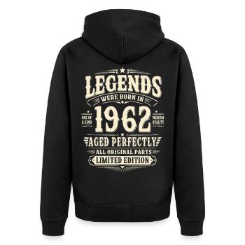 64. Geburtstag Geschenk Mann 1962 Vintage Retro - Unisex Premium Bio Zip Hoodie - Schwarz - Hinten - Nico (187cm)
