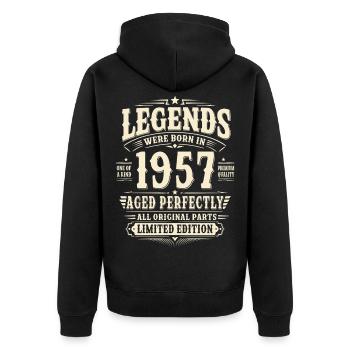 69. Geburtstag Geschenk Mann 1957 Vintage Retro - Unisex Premium Bio Zip Hoodie - Schwarz - Hinten - Nico (187cm)