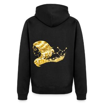 Sternzeichen Jungfrau - Unisex Premium Bio Zip Hoodie - Schwarz - Hinten - Nico (187cm)