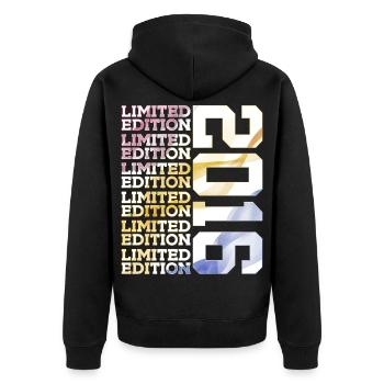 LIMITED EDITION 2016 - 10 JAHRE - 10. GEBURTSTAG - Unisex Premium Bio Zip Hoodie - Schwarz - Hinten - Nico (187cm)