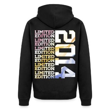 LIMITED EDITION 2014 - 12 JAHRE - 12. GEBURTSTAG - Unisex Premium Bio Zip Hoodie - Schwarz - Hinten - Nico (187cm)