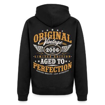 Original 2006 Jahrgang Vintage Geburtstag Geschenk - Unisex Premium Bio Zip Hoodie - Schwarz - Hinten - Nico (187cm)