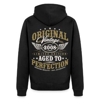 2008 Jahrgang Vintage Geburtstag Geschenk Retro - Unisex Premium Bio Zip Hoodie - Schwarz - Hinten - Nico (187cm)