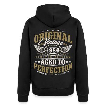 Original 1986 Jahrgang Vintage Geburtstag Geschenk - Unisex Premium Bio Zip Hoodie - Schwarz - Hinten - Nico (187cm)