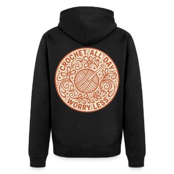 Häkel den ganzen Tag Sorgen, weniger lustig Häkelliebhaber - Unisex Premium Bio Zip Hoodie - Schwarz - Hinten - Nico (187cm)