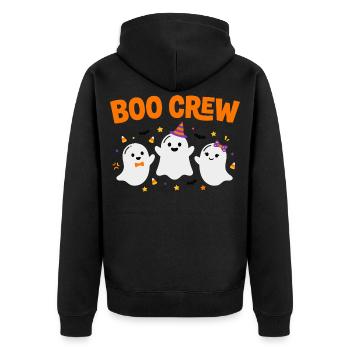 Boo Crew Halloween Drei Geister - Unisex Premium Bio Zip Hoodie - Schwarz - Hinten - Nico (187cm)