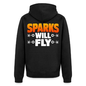 Schweißen Spruch Geschenk für Männer & Handwerker - Unisex Premium Bio Zip Hoodie - Schwarz - Hinten - Nico (187cm)