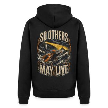 Küstenwache Rettungsschwimmer So Others May Live - Unisex Premium Bio Zip Hoodie - Schwarz - Hinten - Nico (187cm)
