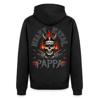 Heavy Metal Dad T-Shirt Geschenk - Unisex Premium Bio Zip Hoodie - Schwarz - Hinten - Nico (187cm)