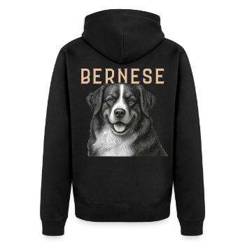 Berner Sennenhund Vintage - Unisex Premium Bio Zip Hoodie - Schwarz - Hinten - Nico (187cm)