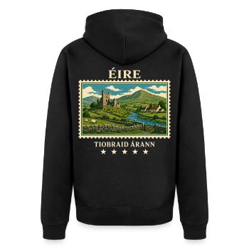 Irland Tipperary Vintage Reisemarke - Unisex Premium Bio Zip Hoodie - Schwarz - Hinten - Nico (187cm)