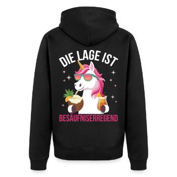 Licorne Cocktail Festif Arc-en-Ciel - Veste à capuche bio Premium Unisexe - noir - Dos - Nico (187cm)