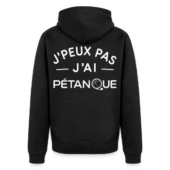 Pétanque Humour Cadeau Passionné de Boules - Veste à capuche bio Premium Unisexe - noir - Dos - Nico (187cm)