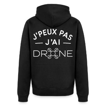 Drone Humour Cadeau Passionné de Pilotage - Veste à capuche bio Premium Unisexe - noir - Dos - Nico (187cm)