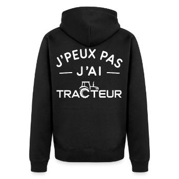 Tracteur Humour Cadeau Passionné d'Agriculture - Veste à capuche bio Premium Unisexe - noir - Dos - Nico (187cm)
