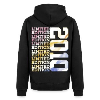 LIMITED EDITION 2010 - 16 JAHRE - 16. GEBURTSTAG - Unisex Premium Bio Zip Hoodie - Schwarz - Hinten - Nico (187cm)